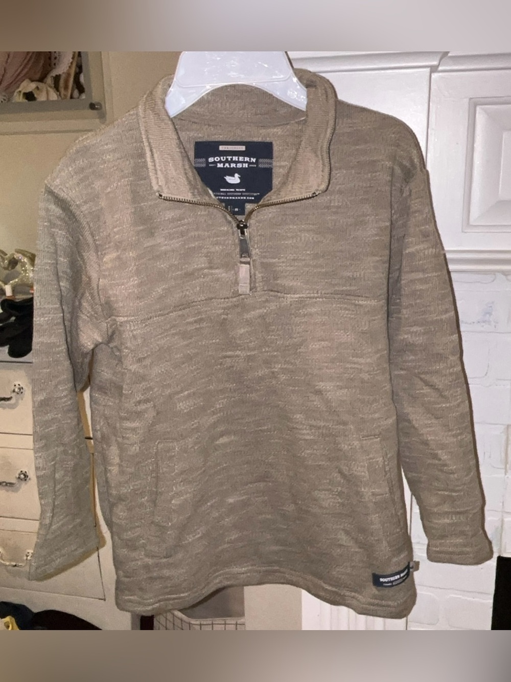 Southern Marsh Yourh Half-Zip Pullover Sweater - Beige/Tan Size S